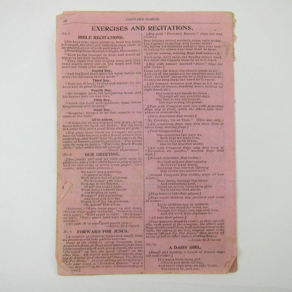 Sheet Music Rally Day Sampler Lorenz Publishing Co Dayton Ohio Antique 1909 RARE - Picture 7 of 12